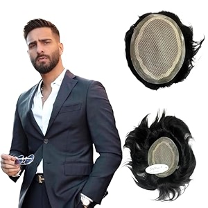skyhair bmw premium men39s hair patch 100 natural remy human hair wig lightweight extremely natural looking system install with hair patch glue clips or tape 2 layer natural black 10x8