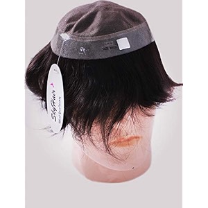 skyhair bmw premium men39s hair patch 100 natural remy human hair wig lightweight extremely natural looking system install with hair patch glue clips or tape natural black 9x6