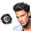 SkyHair B.M.W PREMIUM Men's Hair Patch| 100% Natural Remy Human Hair Wig| Lightweight| Extremely Natural Looking System| Install with Hair Patch Glue, Clips or Tape| (Natural Dark Brown, 8x5)