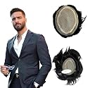 SkyHair B.M.W PREMIUM Men's Hair Patch| 100% Natural Remy Human Hair Wig| Lightweight| Extremely Natural Looking System| Install with Hair Patch Glue, Clips or Tape| (2 Layer Natural Dark Brown, 9x6)