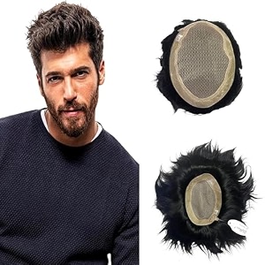 skyhair front lace patch for men 100 natural human hair wig real and discreet hairline system undetectable toupee install with hair patch clips glue or tape black 7x5
