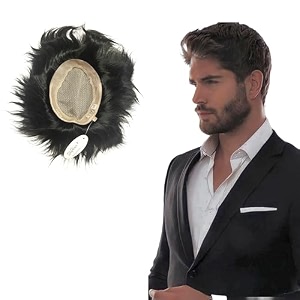 skyhair usa super mono hair patch for men  100 natural human hair wig with pu border  lightweight aaa grade toupee silky smooth finish 2 layer natural brown 10x8