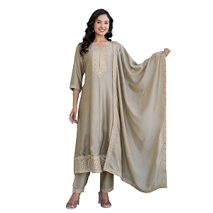 SKYLEE Rayon Chikankari Embroidery Anarkali Kurta Set