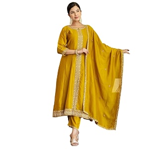 SKYLEE Rayon Chikankari Embroidery Anarkali Kurta Set
