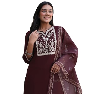 SKYLEE Rayon Chikankari Embroidery Anarkali Kurta Set
