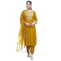 SKYLEE Silk Blend Embroidery Straight Kurta Set