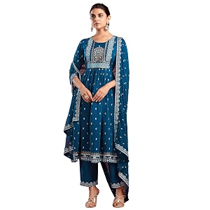 SKYLEE Womens Printed Gota Lace Cotton