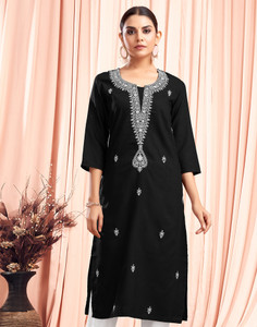 skylee women chikan embroidery embellished dyedombre self design straight kurta