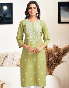 skylee women chikan embroidery embellished dyedombre self design straight kurta