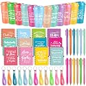 Skylety 12 Set/48 Pcs Team Appreciation Gift Set Inspirational Employee Appreciation Gift Bulk 16 oz Coffee Cups with Team Notebook Pen Keychains for Staff Teacher (Vibrant Color)