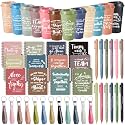 Skylety 12 Set/48 Pcs Team Appreciation Gifts Bulk Team Thank You Gift Set 16 oz Coffee Cups Thank You Mini Spiral Notebooks Pens Keychains for Staff Teacher(Morandi Color)