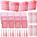 Skylety 12 Set/48 Pcs Team Appreciation Gift Set Inspirational Employee Appreciation Gift Bulk 16 oz Coffee Cups with Team Notebook Pen Keychains for Staff Teacher(Pink Color)