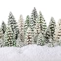 Skylety 35 Pcs Miniature Model Trees,Dark Green, Green, White,Snowy Cedar
