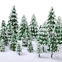 Skylety 35 Pcs Miniature Model Trees,Green,Snowy Cedar