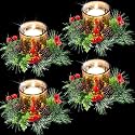 Skylety 4 Pcs Christmas Candle Ring Wreath with Votive Candle Holders, Gold