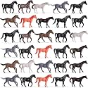 Skylety 40 Pcs Small Toy Horse Plastic Race Horses Figurine Party Favor