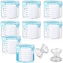 Skylety 8 Set Plastic Paint Container with Lids Airtight Paint Storage Container with Stainless Steel Mixing Ball Touch up Cups(600 ml,Blue)