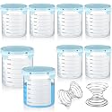 Skylety 8 Set Plastic Paint Container with Lids Airtight Paint Storage Container with Stainless Steel Mixing Ball Touch up Cups(800 ml,Blue)