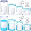 Skylety 8 Set Plastic Paint Container with Lids Airtight Paint Storage Container with Stainless Steel Mixing Ball Touch up Cups(600ml 800ml 1000ml 1500ml,Blue)