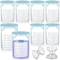 Skylety 8 Set Plastic Paint Container with Lids Airtight Paint Storage Container with Stainless Steel Mixing Ball Touch up Cups(1000 ml,Blue)