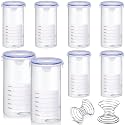 Skylety 8 Set Plastic Paint Container with Lids Airtight Paint Storage Container with Stainless Steel Mixing Ball Touch up Cups(1500 ml,Dark Blue)