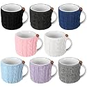 Skyley 8 Pcs Coffee Mug Sleeves Cozy Sweater Reusable Knitted Crochet Coffee Sleeves Cup Tea Cozy Handmade Tableware Tea Mug Warmer for Women Men(Multi Color,8 Pcs)