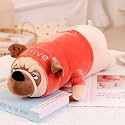 SKYLOFTS Stylish Cute Stuffed Dog Pillow Cushion for Baby Kids Soft Toy Birthday Gift (Brown) (90cm Bulldog)