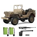 RC Willys Military Jeep 4x4 Rock Crawler Camel | C8815 Army Jeep with Two Batteries &amp; Machine Gun