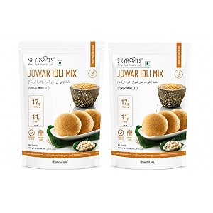 skyroots jowar idli mix  sorghum millet idli mix  no gluten ingredients added  high protein amp high fibre  instant idli premix  healthy breakfast  ready to cook  pack of 2 300g each
