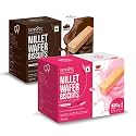 SKYROOTS Millet Wafer Biscuit - Strawberry &amp; Chocolate Combo Pack | Healthy &amp; Crunchy Snack | Naturally Gluten-Free | High Protein | Made with Jowar &amp; Bajra Millets | No Maida, No Preservatives | 420g