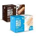 SKYROOTS Millet Wafer Biscuit - Vanilla &amp; Chocolate Combo Pack | Healthy &amp; Crunchy Snack | Naturally Gluten-Free | High Protein | Made with Jowar &amp; Bajra Millets | No Maida, No Preservatives | 420g