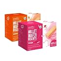 SKYROOTS Millet Wafer Biscuit - Combo Pack (Orange &amp; Strawberry) | Healthy &amp; Crunchy Snack | Naturally Gluten Free| High Protein | Made with Jowar &amp; Bajra Millets | No Maida, No Preservatives | 420g Each