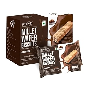 skyroots millet wafer biscuit - chocolate  healthy amp crunchy snack  naturally gluten-free  high protein  made with jowar amp bajra millets  no maida no preservatives  420g