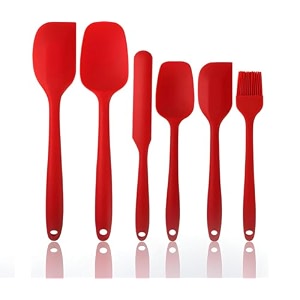 skytone silicone spatula set of 6 large heat resistant spatula for cooking baking and mixing non-stick cookware for kitchen bpa free seamless design deluxe