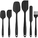 SKYTONE Silicone Spatula Set of 6, Large Heat Resistant Spatula for Cooking, Baking and Mixing, Non-Stick Cookware for Kitchen, BPA Free, Seamless Design, Deluxe (Black)