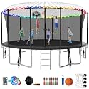 SKYUP Tranpoline 1500LBS 16 15 14 12 10 8 FT Tranpoline for 7-10 Kids and Adults, Windproof Outdoor Tranpoline with Enclosure Net, Basketball Hoop, Easy to Install & Last Long - ASTM Approved