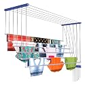 Skywave Luxury Premium Rust Proof Stainless Steel Ceiling Clothes Dryer Hanger with UV Protected Nylon Ropes Individual dropdown, Clothes Drying Rack for Balcony Top (6 Pipes x 5 FEET)