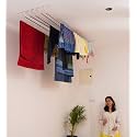 Skywave Luxury Premium Rust Proof Stainless Steel Ceiling Clothes Dryer Hanger with UV Protected Nylon Ropes Individual dropdown, Clothes Drying Rack for Balcony Iron Bracket (4 FEET 6 Pipes)