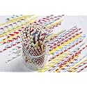 Skyzone Multicolor Rainbow Stripe Paper Straws Hard Paper Straw Drinking Straws Mate Straws for Drinks, Juices, Shakes Etc (6mm)