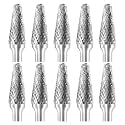 SL-3 Tungsten Carbide Burr Rotary File Taper Shape with Radius End Double Cut with 1/4" Shank for Die Grinder Drill Bit - 10Pcs