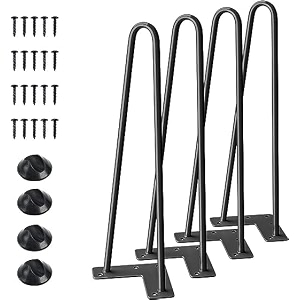 powder coated heavy duty hairpin furniture legs metal home diy projects for nightstand coffee table desk etc with rubber floor protectors black 16 inch