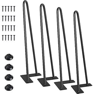 powder coated heavy duty hairpin furniture legs metal home diy projects for nightstand coffee table desk etc with rubber floor protectors black 14 inch
