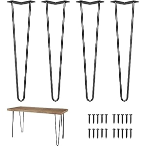 powder coated heavy duty hairpin furniture legs metal home diy projects for nightstand coffee table desk etc with rubber floor protectors black 24 inch