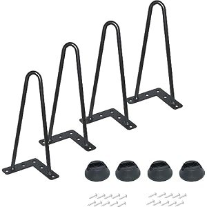 powder coated heavy duty hairpin furniture legs metal home diy projects for nightstand coffee table desk etc with rubber floor protectors black 8 inch