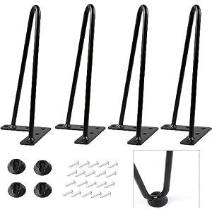powder coated heavy duty hairpin furniture legs metal home diy projects for nightstand coffee table desk etc with rubber floor protectors black 10 inch