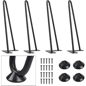 powder coated heavy duty hairpin furniture legs metal home diy projects for nightstand coffee table desk etc with rubber floor protectors black 12 inch