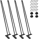 Powder Coated Heavy Duty Hairpin Furniture Legs, Metal Home DIY Projects for Nightstand, Coffee Table, Desk, etc with Rubber Floor Protectors Black (22 inch)