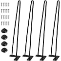 Powder Coated Heavy Duty Hairpin Furniture Legs, Metal Home DIY Projects for Nightstand, Coffee Table, Desk, etc with Rubber Floor Protectors Black (20 inch)