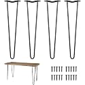 Powder Coated Heavy Duty Hairpin Furniture Legs, Metal Home DIY Projects for Nightstand, Coffee Table, Desk, etc with Rubber Floor Protectors Black (24 inch)
