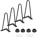 Powder Coated Heavy Duty Hairpin Furniture Legs, Metal Home DIY Projects for Nightstand, Coffee Table, Desk, etc with Rubber Floor Protectors Black (8 inch)